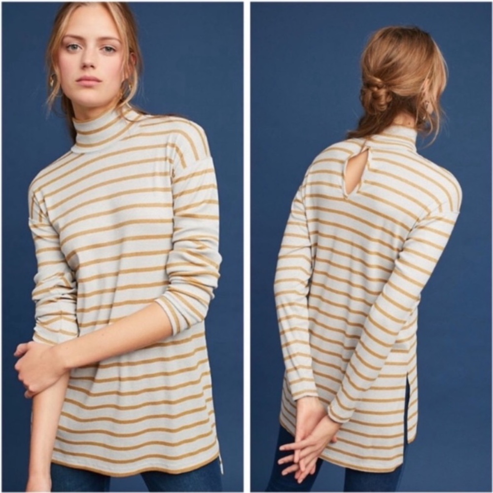 Anthropologie Vanessa Virginia Metallic Shining Turtle Neck Tunic Women’s Medium